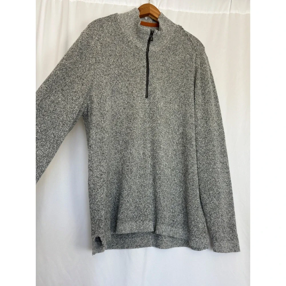 Carbon‎ 2 Cobalt Mens XL Grey Marl Quarter Zip Cotton Blend Pullover Sweater